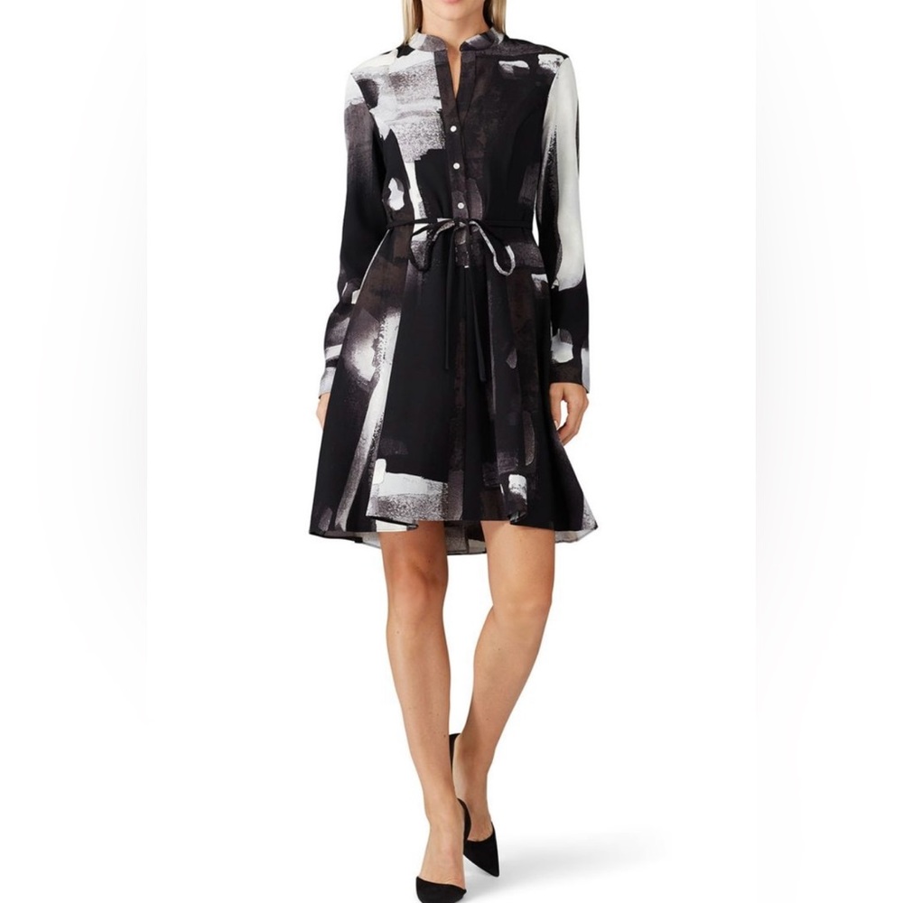 Natori tie-waist brushstroke printed dress